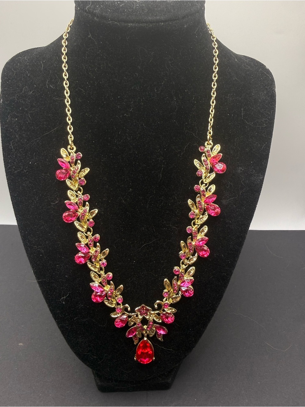 Contemporary Pink Floral Statement Necklace
